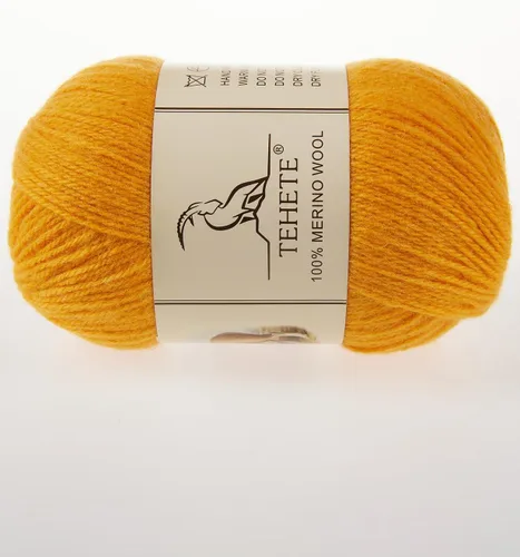 Miniatura 3 de Hilo de lana merino 100% para tejer, 3 capas, hilo de ganchillo de lujo, cálido, suave, ligero (jengibre, 1 bola)