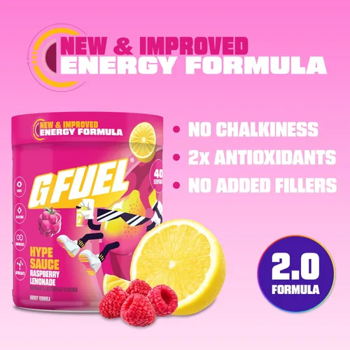 Miniatura 2 de G Fuel Hype Sauce 2.0 - Bebida energética en polvo, mezcla de cafeína preentrenamiento para juegos, amino de enfoque sin azúcar, vitamina +