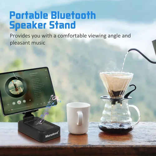 Miniatura 3 de Soporte para teléfono celular con altavoz Bluetooth inalámbrico compatible con iPhone/Samsung/iPad, soporte de teléfono de diseño antideslizante