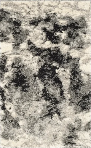 SAFAVIEH Retro Collection - Alfombra decorativa de 2 pies 3 pulgadas x 5 pies, color crema y gris, diseño abstracto moderno, no desprende pelusa y
