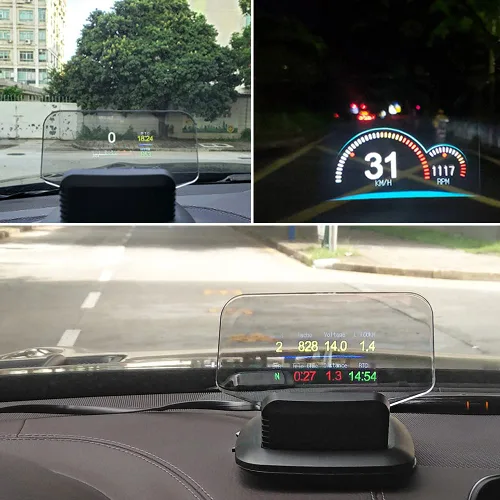 Miniatura 3 de HUD para coche, pantalla frontal, indicador OBD2, C1 OBD2 y GPS LED OBD coche HUD pantalla frontal velocímetro proyector sistema herramienta