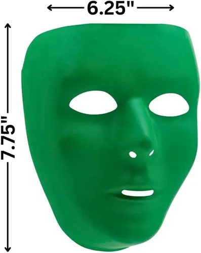 Miniatura 2 de Máscara facial completa de plástico verde, 6.25 x 7.75 pulgadas (paquete de 1), accesorio de fiesta vibrante, perfecto para festivales, cumpleaños