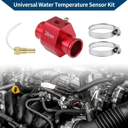 Miniatura 2 de Kit de sensor universal de temperatura de agua de 12 V/24 V, adaptador rojo de 1/8 "NPT 1.02" 180'F encendido - 165'F apagado para radiador