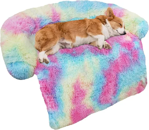 Miniatura 43 de Cama calmante para perro, tapete de felpa esponjoso para perros con protector de muebles con funda extraíble lavable para perros y gatos grandes