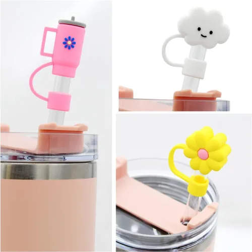Miniatura 2 de Tapa con pajita para vaso Stanley, tapa de pajita de silicona de 10 mm 0.4 pulgadas, tapas reutilizables para pajitas, cubiertas de punta de pajita