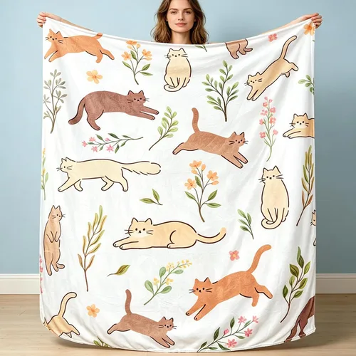 Miniatura 8 de Sviuse Glow in The Dark Cat Blanket for Women Cat Themed Gifts for Girls Fleece Kitty Pattern Blanket Cute Fuzzy Blanket with Cats on It