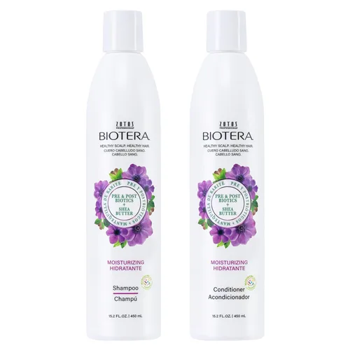 Biotera - Juego de champú y acondicionador hidratante para cabello seco y fino, hidratación ligera con manteca de coco y karité, restaura la