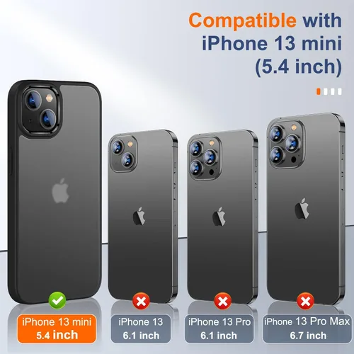 Miniatura 2 de UniqueMe [Diseño 5 en 1 para iPhone 13 Mini ase, paquete de 2 protectores de pantalla de vidrio templado + 2 protectores de lente de cámara
