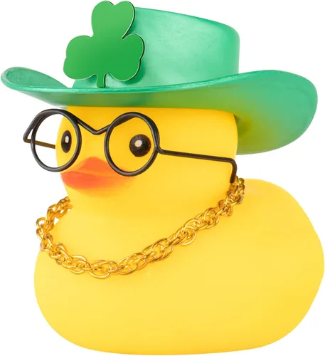 Miniatura 8 de Wonuu Decoración del día de San Patricio de pato de goma, sombrero de trébol verde de la suerte y decoración del automóvil, sombrero de vaquero