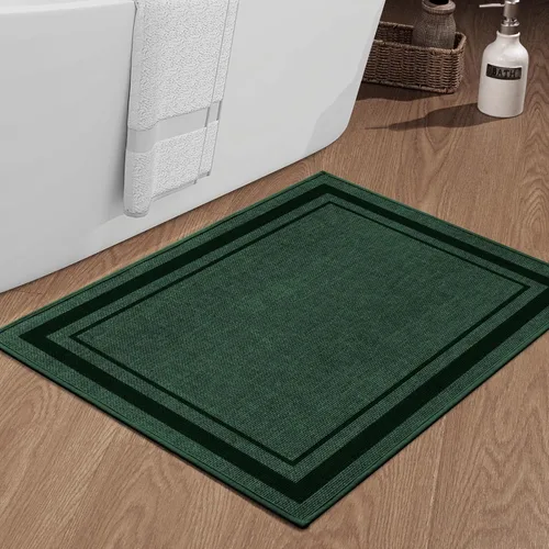 Miniatura 35 de chakme Juego de 2 alfombras de baño ultrafinas, absorbentes, antideslizantes, lavables a máquina, color beige oscuro, 17 x 24 pulgadas + tapete