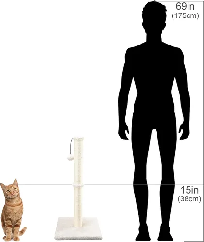 Miniatura 9 de Dimaka - Rascador de gato de 29 pulgadas de alto, con cuerda de sisal y cubierto con suave felpa suave, rascador vertical [estiramiento completo]