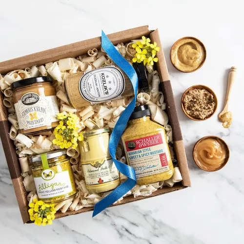 Miniatura 2 de igourmet Caja de regalo de mostazas del mundo: este surtido cubre una gran variedad de mostazas, incluyendo mostazas suaves, granuladas, dulces