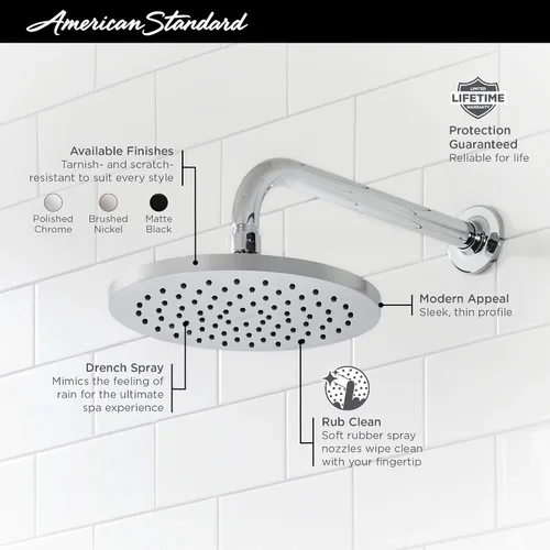 Miniatura 4 de American Standard 1660528.295 Studio S - Cabezal de ducha tipo lluvia de 8 pulgadas, níquel cepillado