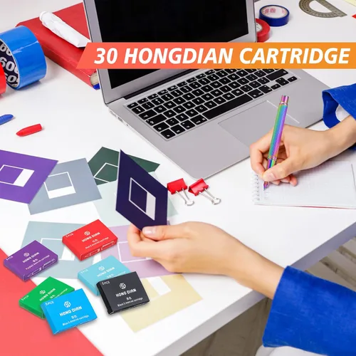 Miniatura 4 de Asvine - Juego de 30 cartuchos de tinta para pluma estilográfica Hongdian en 6 colores (negro, azul, verde, rojo, púrpura, azul claro), diámetro