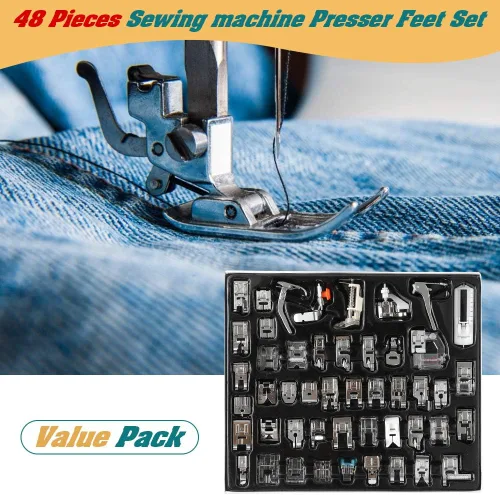 Miniatura 3 de Aiskaer Juego de 48 pies prensatelas para máquina de coser para hermano, Babylock, cantante, Janome, Elna, Toyota, nuevo hogar, simplicidad, Kenmore