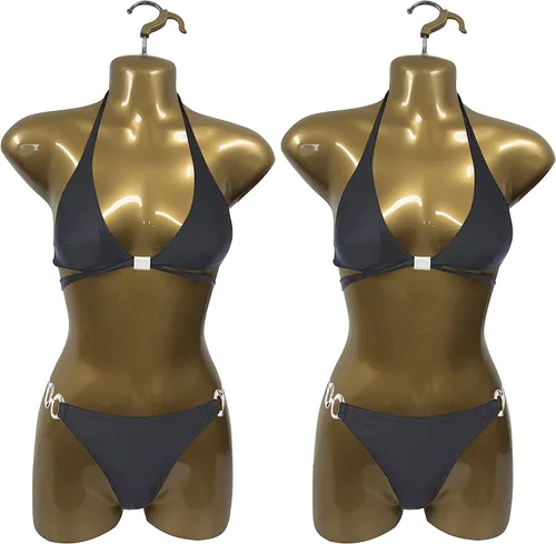 2 Mannequin femenino dorado cadera cuerpo largo torso vestido formas y gancho colgante, tallas S-M
