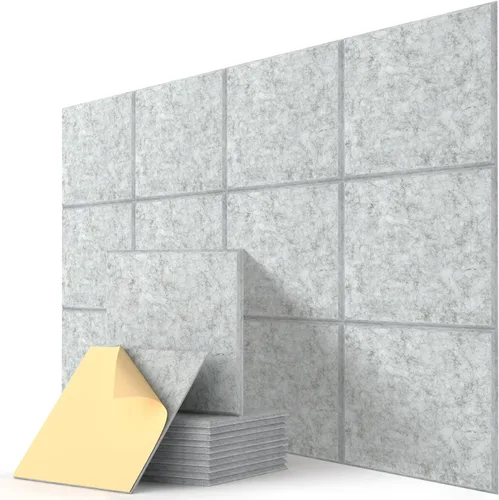 Miniatura 13 de Paneles acústicos de pared absorbentes de sonido, panel de azulejos autoadhesivos de panal de abeja, paquete de 12 unidades de diseño hexagonal Beige