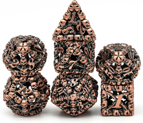 Miniatura 2 de UDIXI Juego de dados de metal DND: dados de metal D&D huecos de calavera, juego de dados poliédricos para Calabozos y Dragones Pathfinder