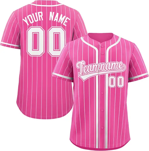 Miniatura 32 de Camiseta de béisbol de rayas finas personalizada hipster hip hop, camisetas deportivas con nombre y número del equipo personalizado para hombres