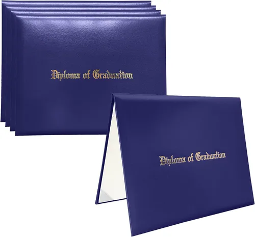 Miniatura 36 de Funda para diploma 8.5”x11” impresa “Diploma de Graduación” en cuero sintético acolchada y rica en color de TngHui, negra
