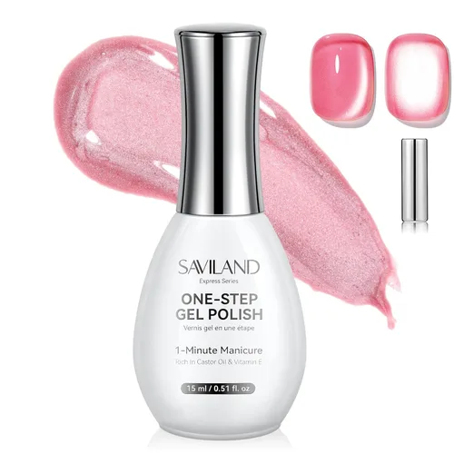 Miniatura 15 de SAVILAND Glazed Nails - Esmalte de uñas de gel de un solo paso: 0.5 onzas de esmalte de gel de ojo de gato, bolígrafo de arte 5 en 1 Jelly Silver