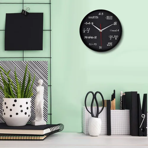 Miniatura 3 de Bernhard Products Reloj de pared negro de 12 pulgadas, silencioso, sin tictac, regalo único para profesor/estudiante/ingeniero, graduado, cuarzo