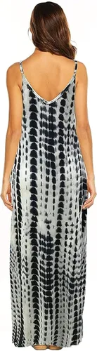 Miniatura 2 de Supnier - Vestido largo de verano para mujer, vestido flora, informal y bohemio con cuello en V, sin mangas, con tirantes delgados y bolsillos