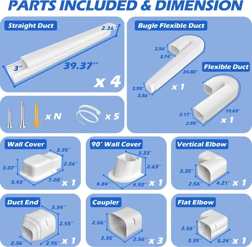 Miniatura 2 de Kit de cubierta de línea decorativa de PVC de 3 pulgadas y 17 pies [instalación rápida] para acondicionadores de aire mini split sin conductos
