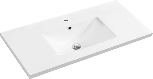 Miniatura 13 de Dowell - Fregadero de baño de 30 pulgadas, lavabo de cerámica de tocador de un solo cuenco, fregadero rectangular con desbordamiento, blanco-000