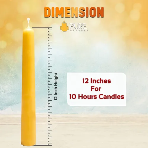 Miniatura 2 de Velas cónicas de cera de abejas, hechas a mano, de 12 pulgadas, hechas de cera de abejas de grado cosmético pura natural triple filtrada con una