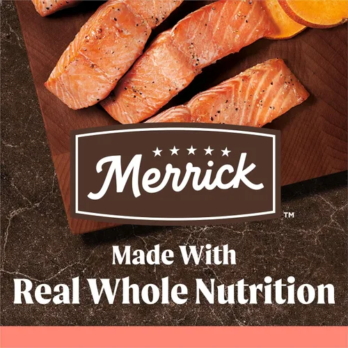 Miniatura 2 de Merrick Alimento seco para perros adultos sin cereales de primera calidad, saludable y natural, croquetas con salmón real y batata, bolsa de 4.0