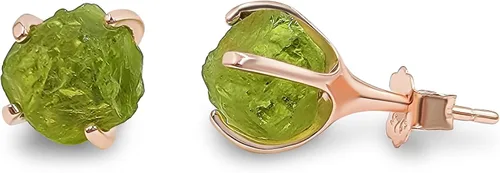 Miniatura 74 de Aretes de piedra preciosa natural en bruto con oro rosa sobre plata de ley 925, 6 a 0.276 in, regalo de piedra de nacimiento de calidad genuina