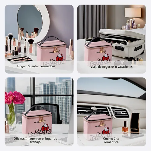 Miniatura 5 de AmBealla Bolsa de maquillaje grande impermeable con soporte para brochas de maquillaje, lindo organizador de maquillaje impreso para mujeres que