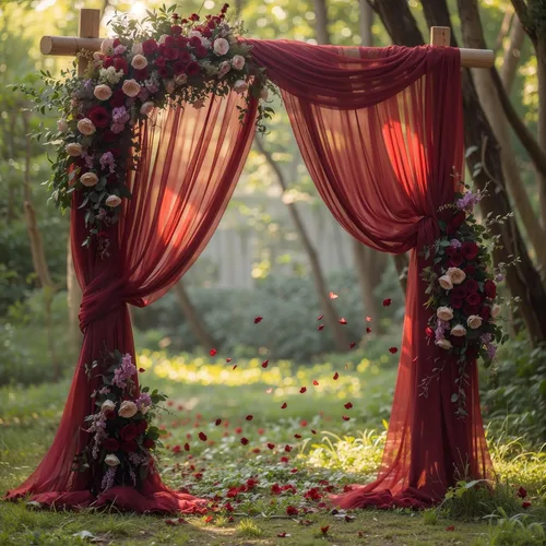 Miniatura 5 de Tela drapeada para arco de boda, 2 paneles de 18 pies, color burdeos, cortina de tela de gasa transparente, paneles drapeados para boda, arco