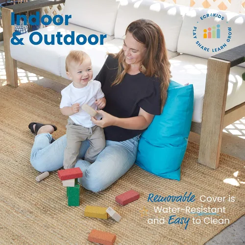 Miniatura 4 de ECR4Kids Cojín Jumbo para interiores y exteriores, para niños, 27 x 27 pulgadas, esenciales para el aula, turquesa