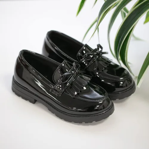 Miniatura 50 de KIDSUN Zapatos de vestir para niño y niña, cómodos zapatos Oxford con cordones para uniforme escolar, mocasines planos (bebé/niño pequeño) E-negro
