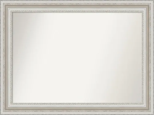 Miniatura 287 de Amanti Art Espejo de baño plateado para sobre el fregadero, 26 x 26 pulgadas, espejo cuadrado de plata antigua, marco de madera tradicional mediano