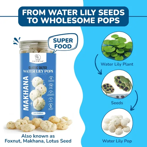 Miniatura 3 de SaltWise Water Lily Pops (Makhana/Fox Nuts) Aceite de oliva tostado Sin gluten, vegano, sin OMG a base de plantas (paquete variado (4 sabores))