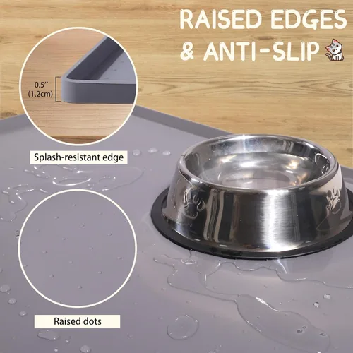 Miniatura 3 de MateeyLife Tapete de silicona para comida para gatos y perros para pisos, impermeable, antideslizante para alimentos y agua, tapete de alimentación