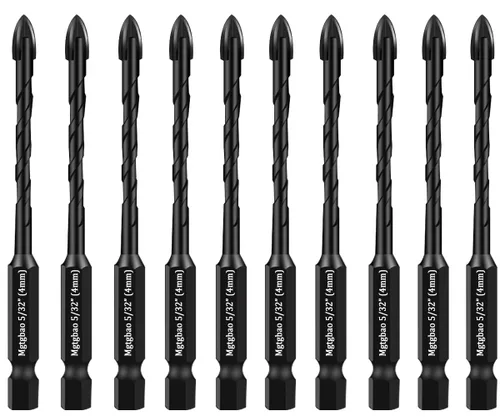 Miniatura 10 de 10 piezas de brocas de mampostería negras de 3 mm, juego de brocas de hormigón de 1/8” para azulejos, ladrillo, plástico y madera, punta de carburo