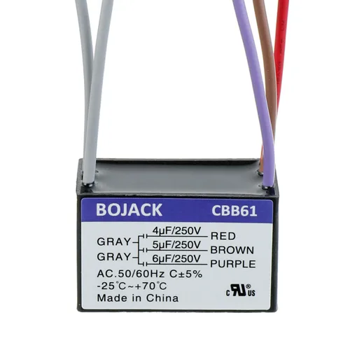 Miniatura 4 de BOJACK CBB61 4uF+5uF+6uF 250V AC Ventilador de techo Condensador de arranque para compatible con Harbor Breeze & New Tech 5 Wire
