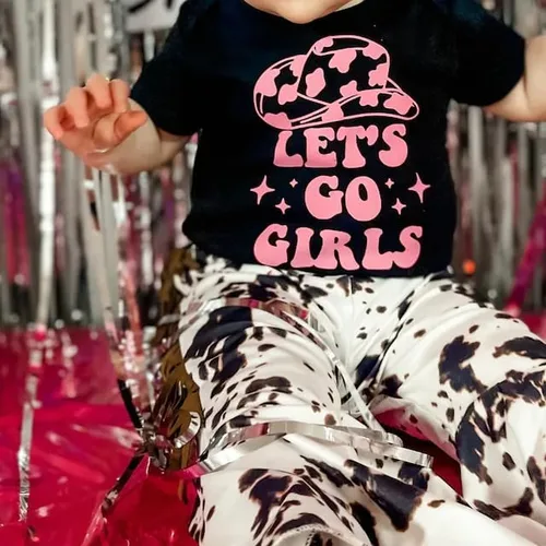 Miniatura 2 de Conjunto de sudadera vaquera occidental para niña pequeña, pantalones acampanados de vaca, ropa de otoño
