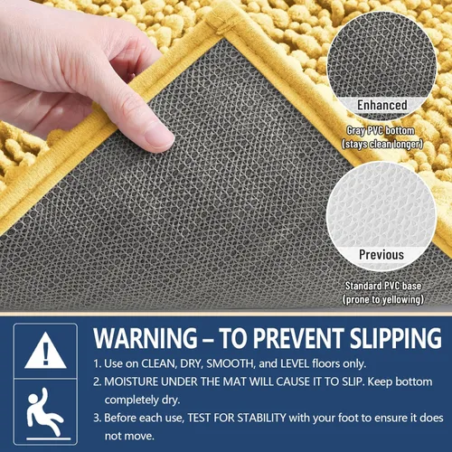 Miniatura 5 de Arotive - Alfombra de baño de lujo de chenilla, extra suave, gruesa, absorbente, esponjosa, antideslizante, se puede lavar y secar a máquina