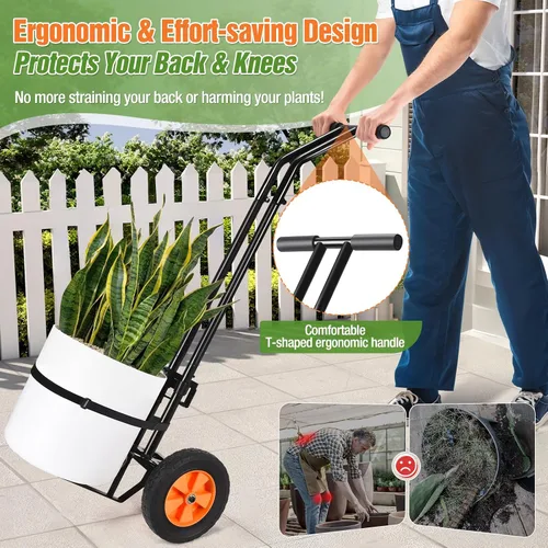 Miniatura 3 de Carrito de plantas con ruedas, carrito de plantas resistente con brazo de agarre ajustable y ventosas para macetas, carrito de mudanza de macetas