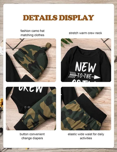 Miniatura 24 de Conjunto de 3 piezas de ropa para bebé y niño, manga de tatuaje, mameluco divertido y pantalones