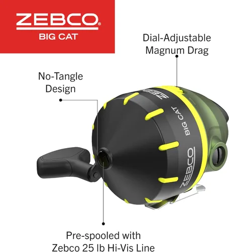 Miniatura 5 de Zebco Big Cat Spincast - Combo de caña de pescar y carrete, engranajes totalmente metálicos, recuperación a mano derecha o izquierda intercambiable