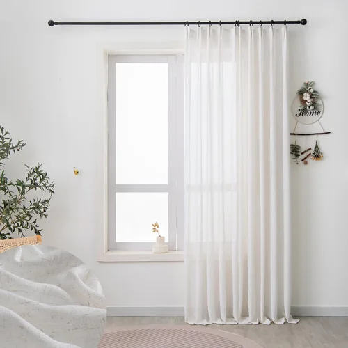 Miniatura 14 de Cortinas semitraslúcidas de lino neutro de 84 pulgadas de largo, cortinas y cortinas de lino beige crema que filtran la luz, tratamientos modernos
