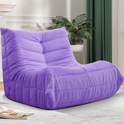 Miniatura 56 de Puf para adultos, silla puf grande, sillón con relleno de espuma viscoelástica para el hogar, apartamento o sala de juegos, gris afelpado Felpa gris