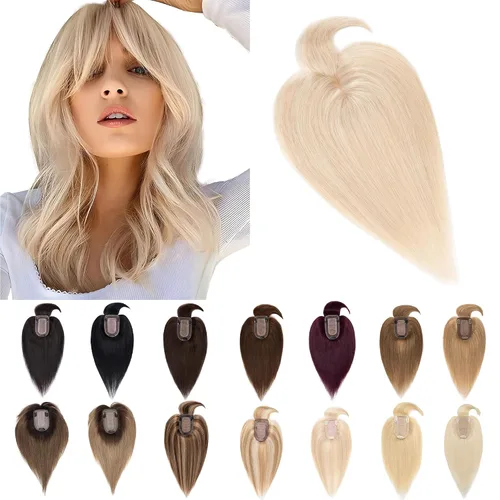 Miniatura 17 de SEGO Extensiones de Cabello para Mujeres Cabello Humano Real Con Flequillo, Base de Seda de 7 * 13CM (2.8 x 5.1 pulgadas) Cabello Humano Remy 100%