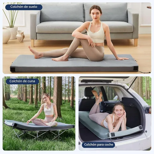 Miniatura 4 de HomeMate CertiPUR-US Memory Foam Camping Mattress Pad Portable Roll Up Mattress for Adults Sleeping Mat Cot Mattress Pad Gris
